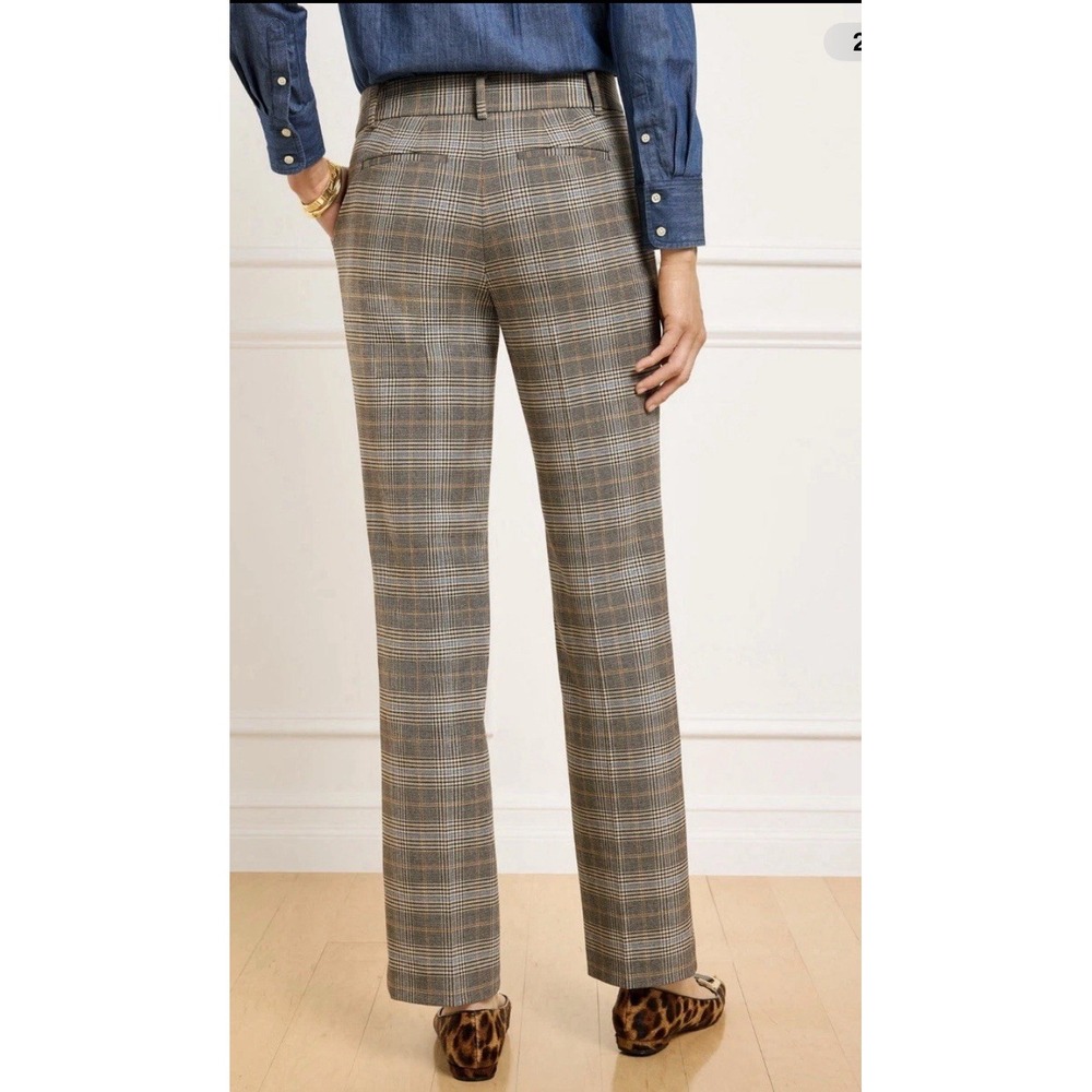Talbots Southampton Straight Leg Dress Pants Size 16 Glen Plaid Fall Multi Work - Picture 2 of 14